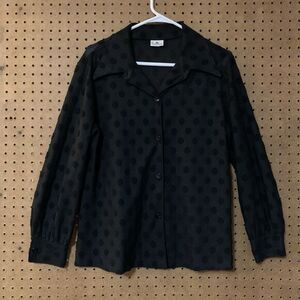 VTG‎ Polka Dot Set Tank Top Jacket Retro Black Bodin Knits Preppy Old Money